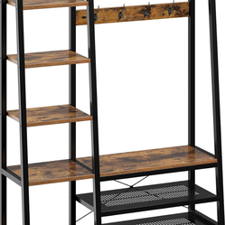 5-in-1 Entryway Hall Tree w/ Bench, Shoe Rack & Shelves – Industrial Style