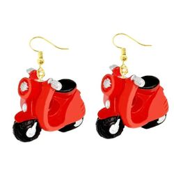 Cute Fashion Earrings Red Scooter 