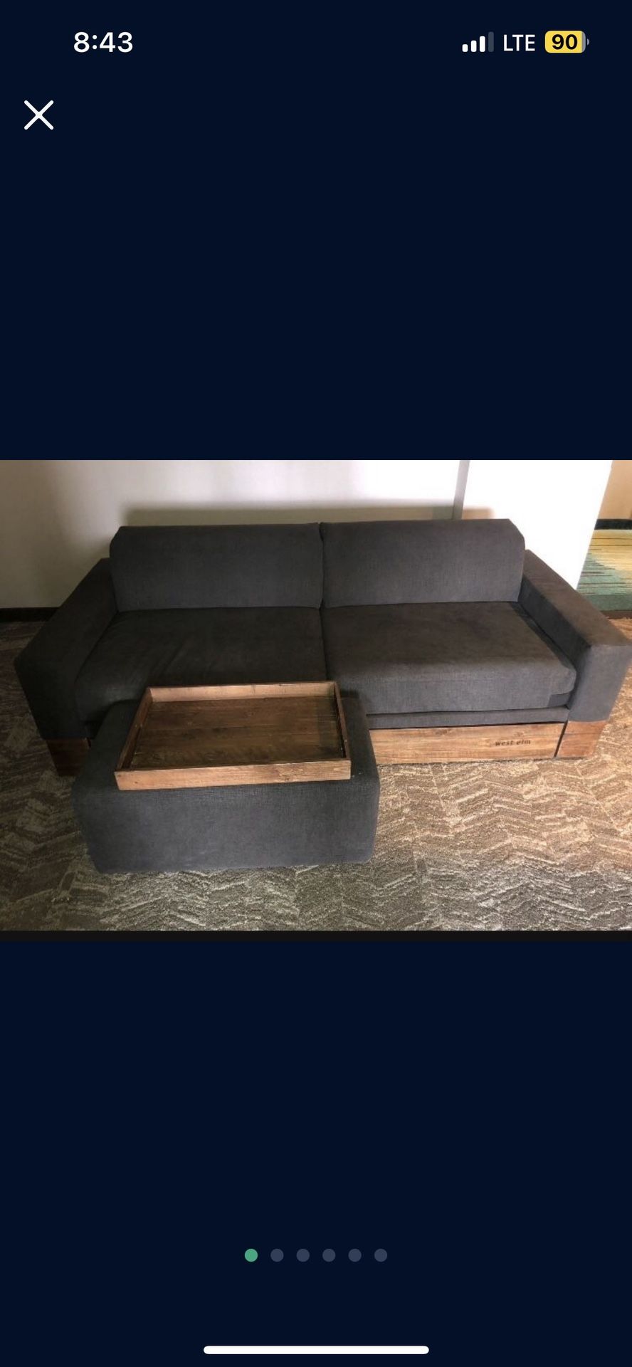West Elm Sleeper Sofa w/ Trundle + Ottoman