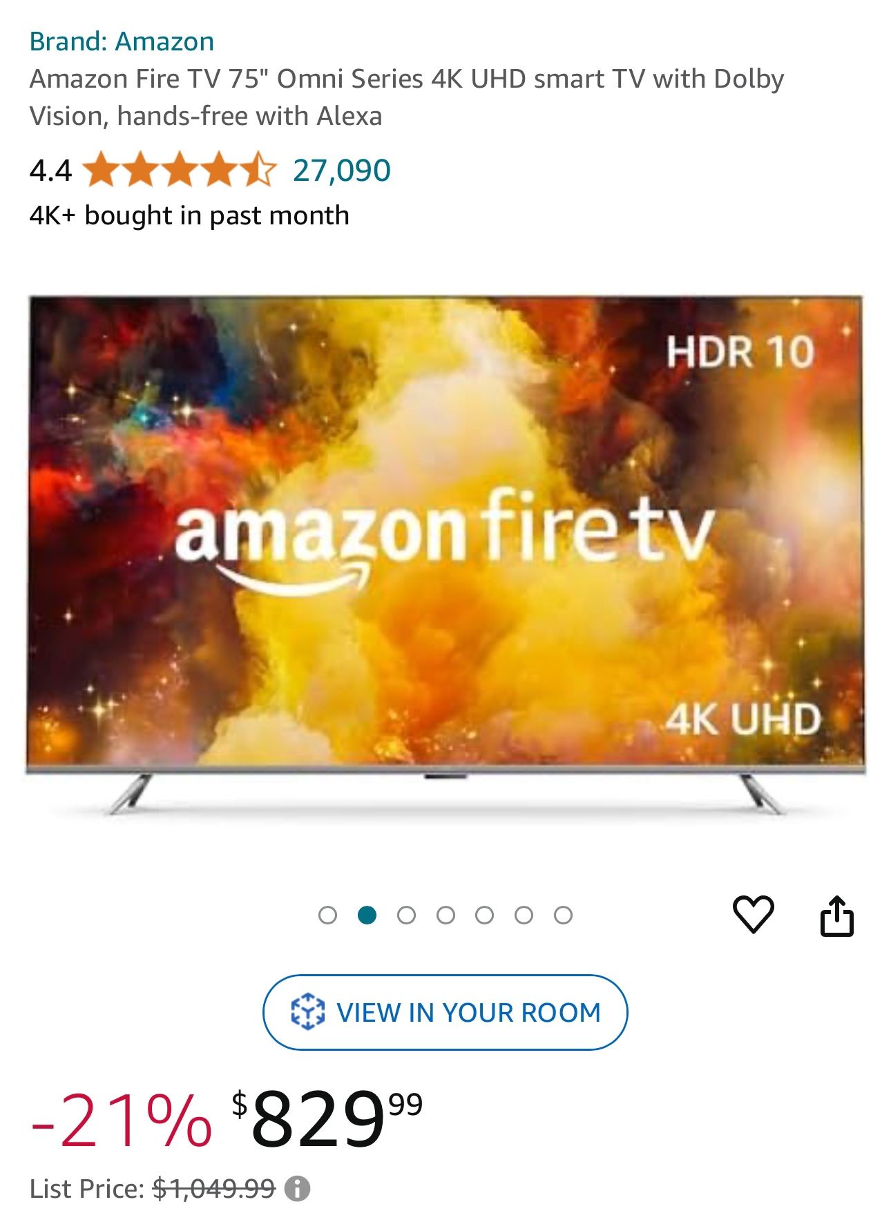 Amazon Fire TV 75” Omni Series 4K UHD