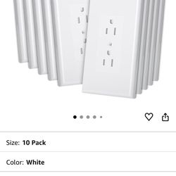 Bates Duplex Wall Outlet Covers - 10 Pack, White Wall Plates
