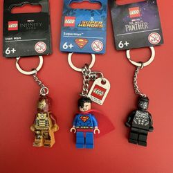 Lego Minifigure Keychains DC Marvel Superman Iron Man Black Panther Set Of 3
