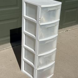 Sterilite Five Drawer Plastic Storage Cabinet (LxWxH: 14.5” x 12.5” x 39”)