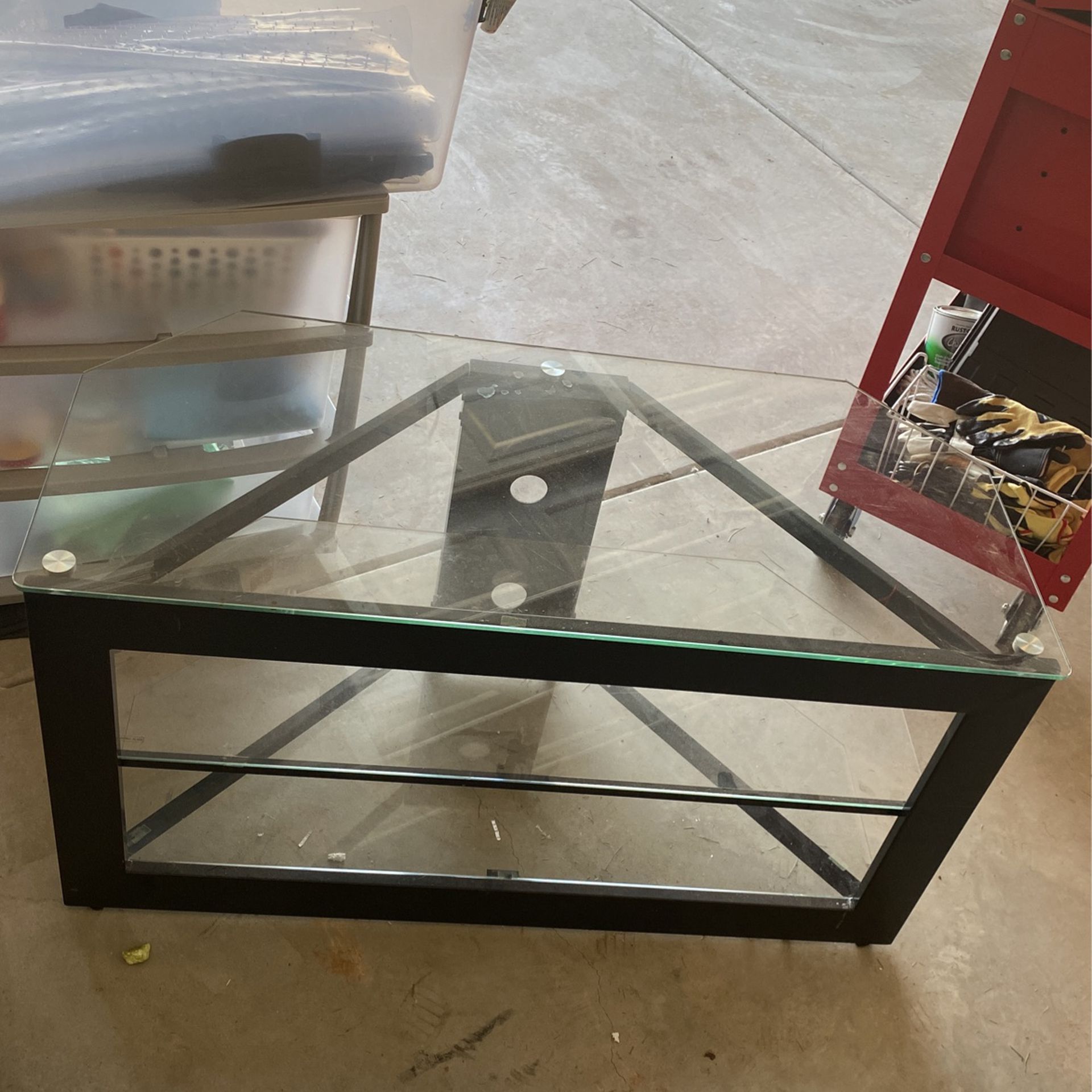 Corner Glass TV Stand 