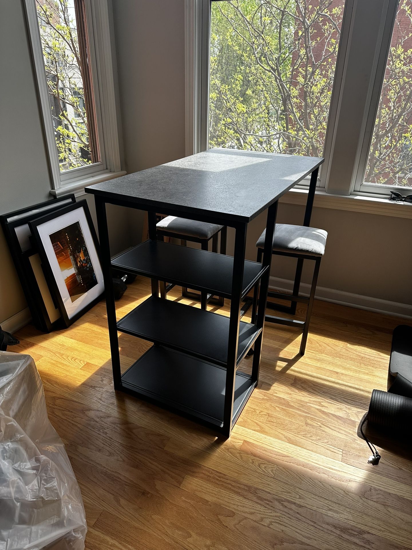 Small Kitchen Table With Shelving  &  Chairs
