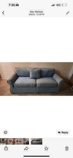 Beachside Cindy Crawford Rooms to Go Blue Denim Cotton Fabric Sofa