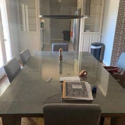 Mid century Modern Dining Table With Glass Top