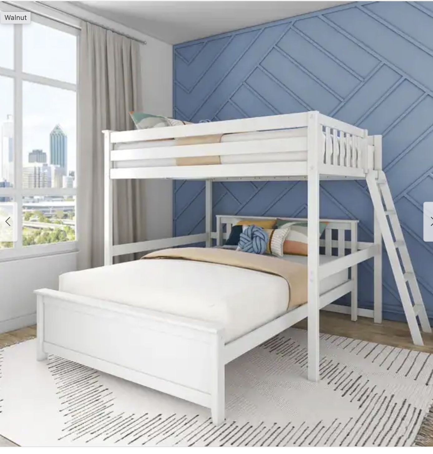 Brand New L-Shape Full Over Queen Bunk Bed with Ladder and Mattress