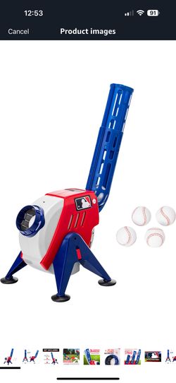 Franklin Sports Kids Pitching Machine - Plastic Baseball Pitching Machine for Kids Batting Practice - MLB Power Pitcher with Adjustable Speeds