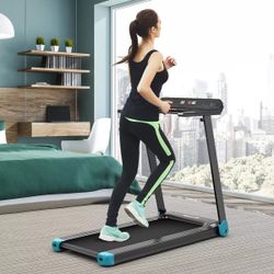 SuperFit Folding Electric Treadmill Compact Walking Running Machine w/APP Control Speaker