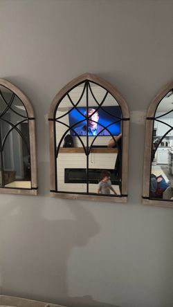 Arched Window Frame Wall Mirrors Set of 3