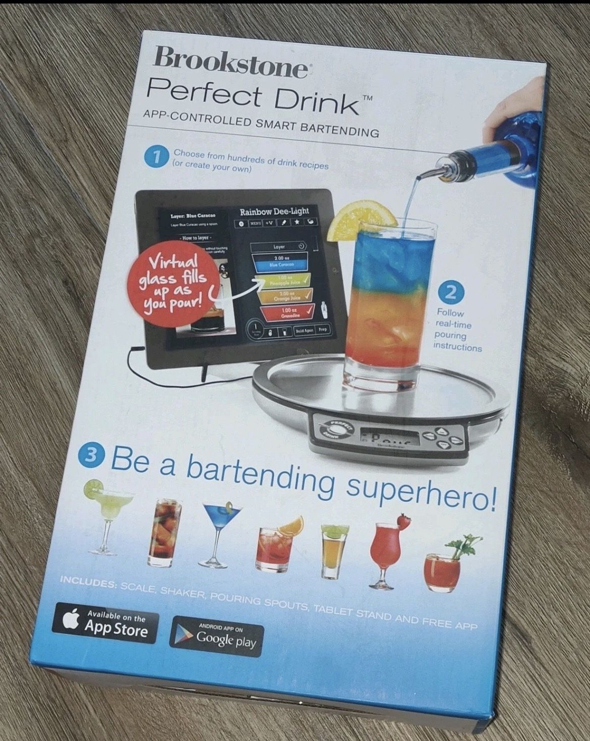 BROOKSTONE PERFECT DRINK APP CONTOLLED SMART BARTENDING COCKTAIL SCALE KIT NIB