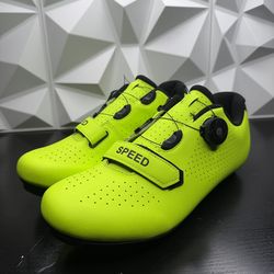 SPEED Men's Road Cycling Shoes Yellow Dial Hook & Loop 3-Bolt EU 44