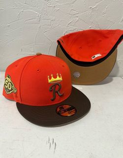 MLB New Era Kansas City Royals Orange Brown Brim 50th Anniversary Patch 59fifty Fitted Hats Size 7 1/4 And 7 3/8