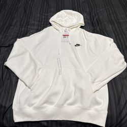 Nike Mens Pullover Fleece Hoodie White Sz Large BV2654-100