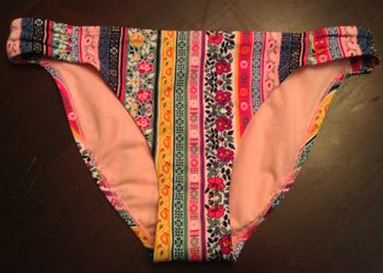 Xhilaration Women's sexy Pink multi color bikini bottoms hipster style Sz Large!