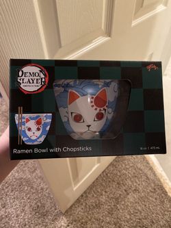 Demon slayer ramen Bowl W/ Chopsticks BRAND NEW