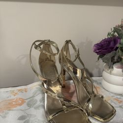 DKNY Women’s Metallic Gold Strappy Heel