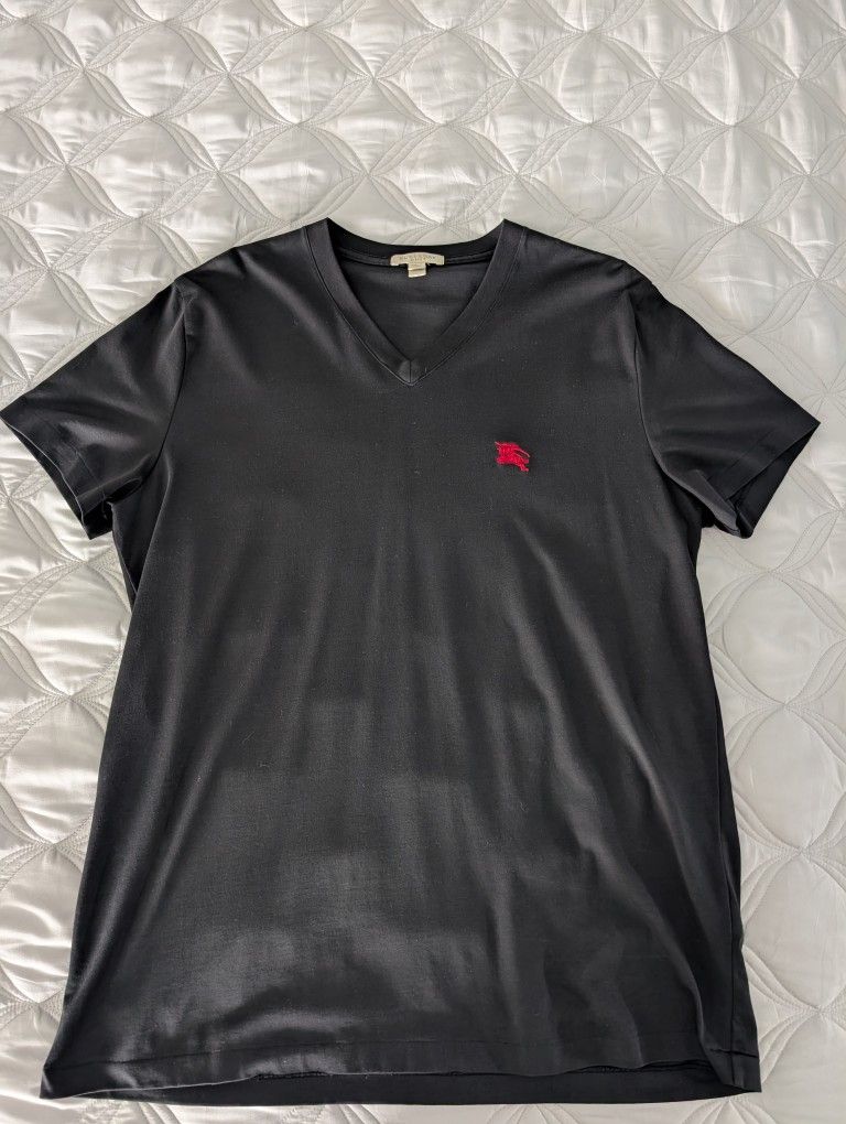 Men's Burberry V Neck Shirt Black