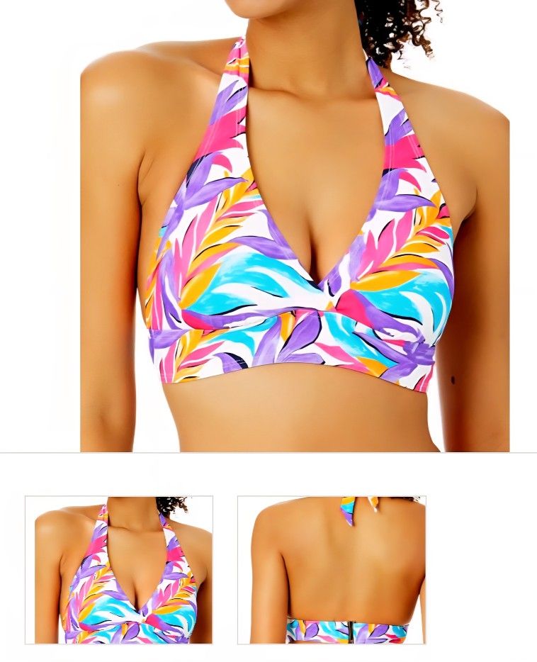 Anne Cole Marilyn Printed Halter Bikini Top, D & M