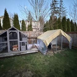Catio with attached outdoor cage
