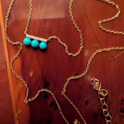 Sale Now $350**14k Gold With Diamonds And Turquoise 