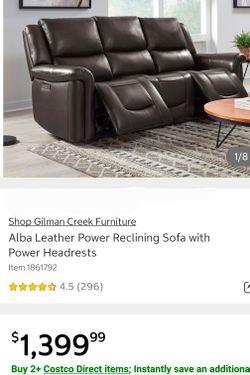 Alba Leather Power Reclining Sofa w/ Power Headrests