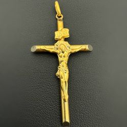 18k yellow gold cross pendant charm