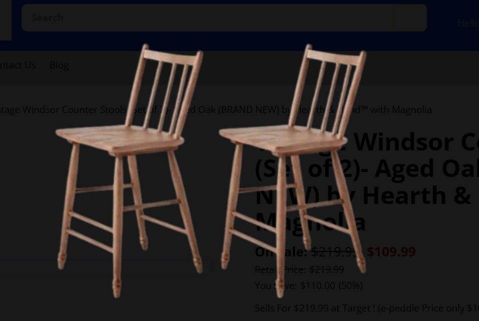 Vintage Windsor Counter Stools (Set of 2)- Aged Oak (BRAND NEW) by Hearth & Hand™ with Magnolia