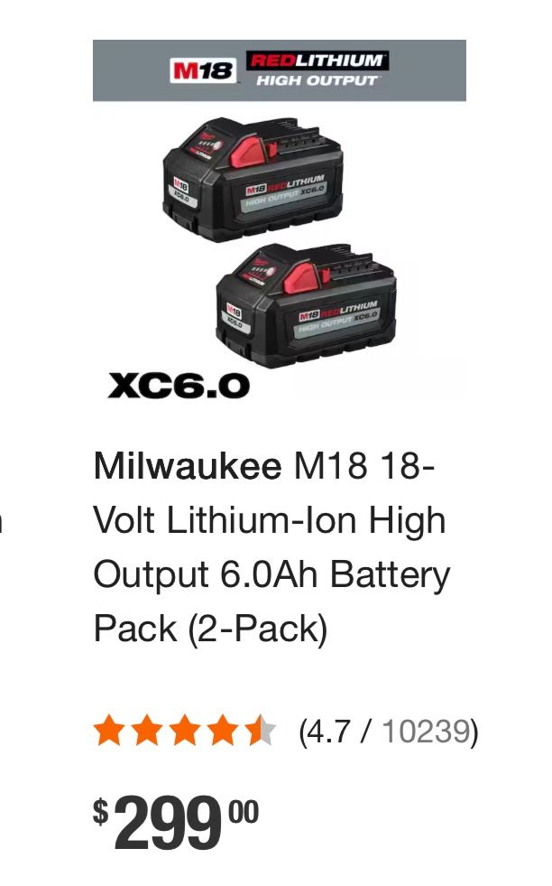 Milwaukee High Output XC 6.0 Battery Tools & Machinery