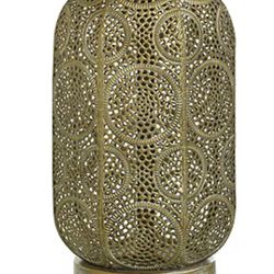 Collective Design  Pierced Gold Metal Table Lamp Set 