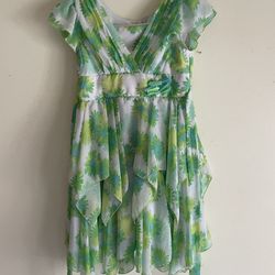 Girl Green Flower Dress Size 8