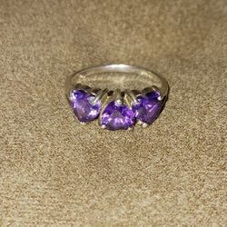 Sterling silver and amethyst ring size 7