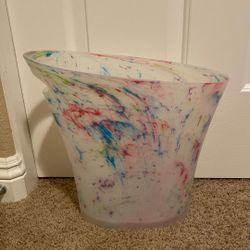 Tie Dye Wash Bin, Trashcan, Thin Storage Container. Multicolor Bright Art 