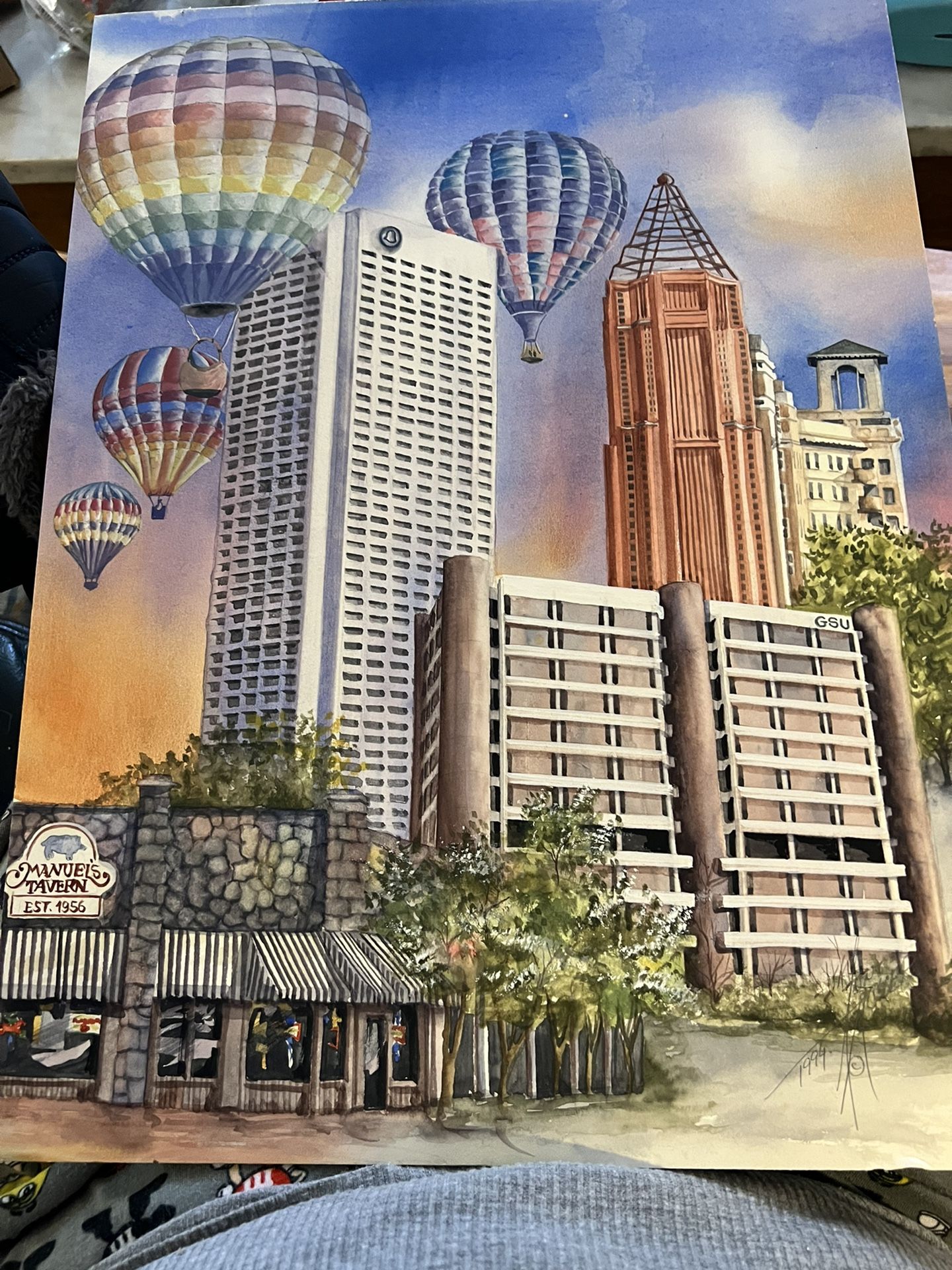 Anni Millet Print Of Balloons Flying Over Atlanta
