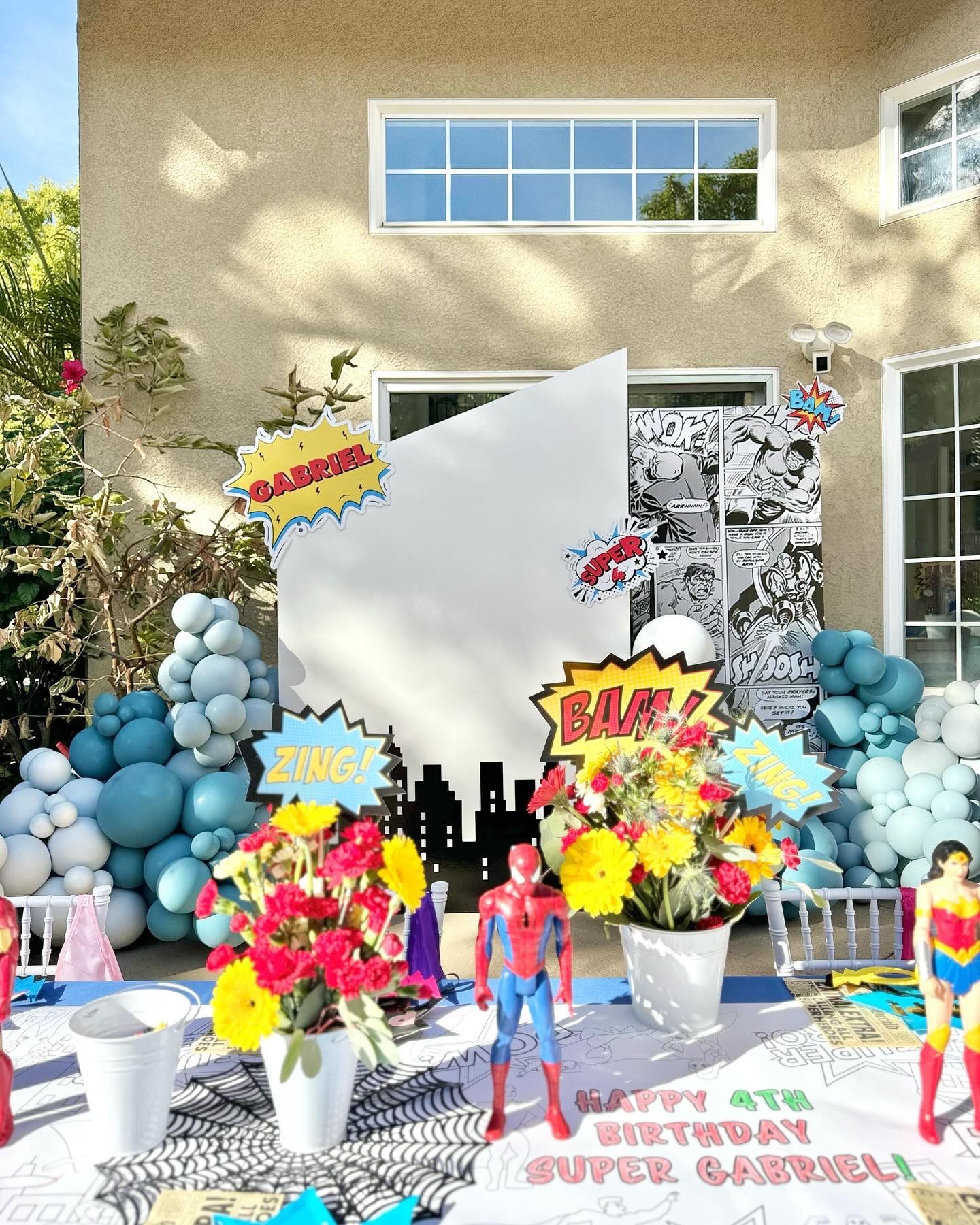 Super Hero Birthday Balloons Backdrops 