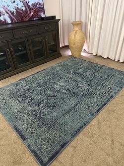 Overdyed Area Rug Turquoise 5 x 7