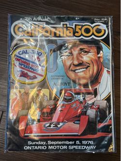 1976 California 500 Program w/ Patch AJ Foyt Vintage Motorsport Core