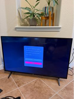 TV works properly and has a clear picture. There is a small pressure mark/light bleed near the top edge of the screen from previous handling. It does 
