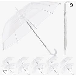Reginary 12pk Wedding Style Clear Stick Umbrellas
