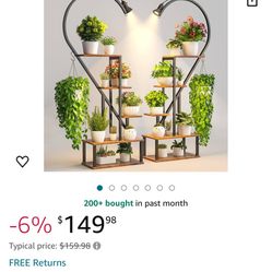 Tall Tiered Metal Plant Stand with Grow Lights for Indoor Plants