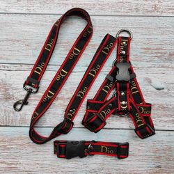 Dior Dog Harness Collar Leash Set