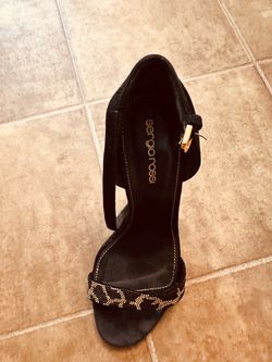 Sergio Rossi Black Suede Embellished Heeled Sandal