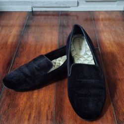 Birdies The Starling smoking slipper flats in black velvet Size 7