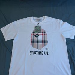White Bape burberry tee