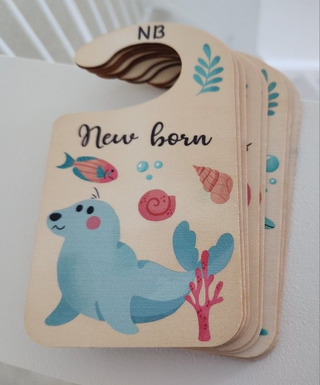 10x Wood Baby Clothes Size Markers - Ocean/Underwater Theme