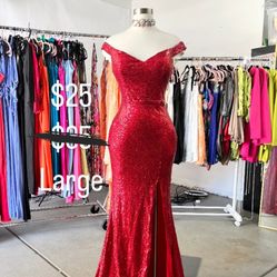 Red Sequin Dress Formal - Size Large 