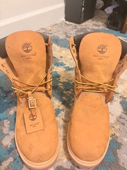 Size 12 Louis Vuitton X Timberland Wheat Monogram 6”