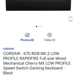 Corsair K-70 RBG MK.2 Gaming Keyboard