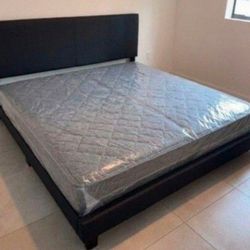 King Size BED FRAME WITH MATTRESS NEW BEDROOM FURNITURE BED SET BED + MATTRESS + BOXSPRING SET FREE DELIVERY $400